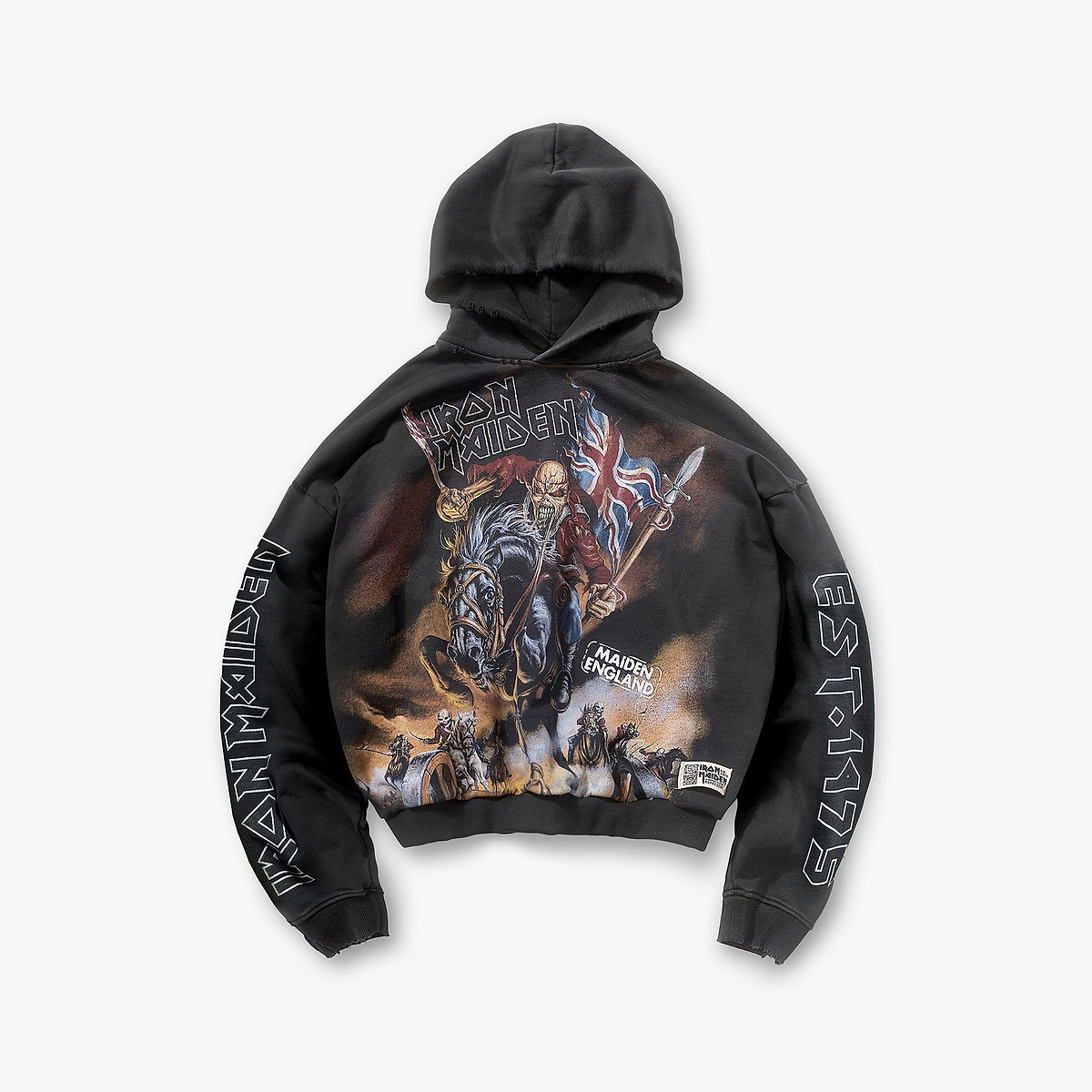 Represent X Iron Maiden Steed Hoodie - Stained Black