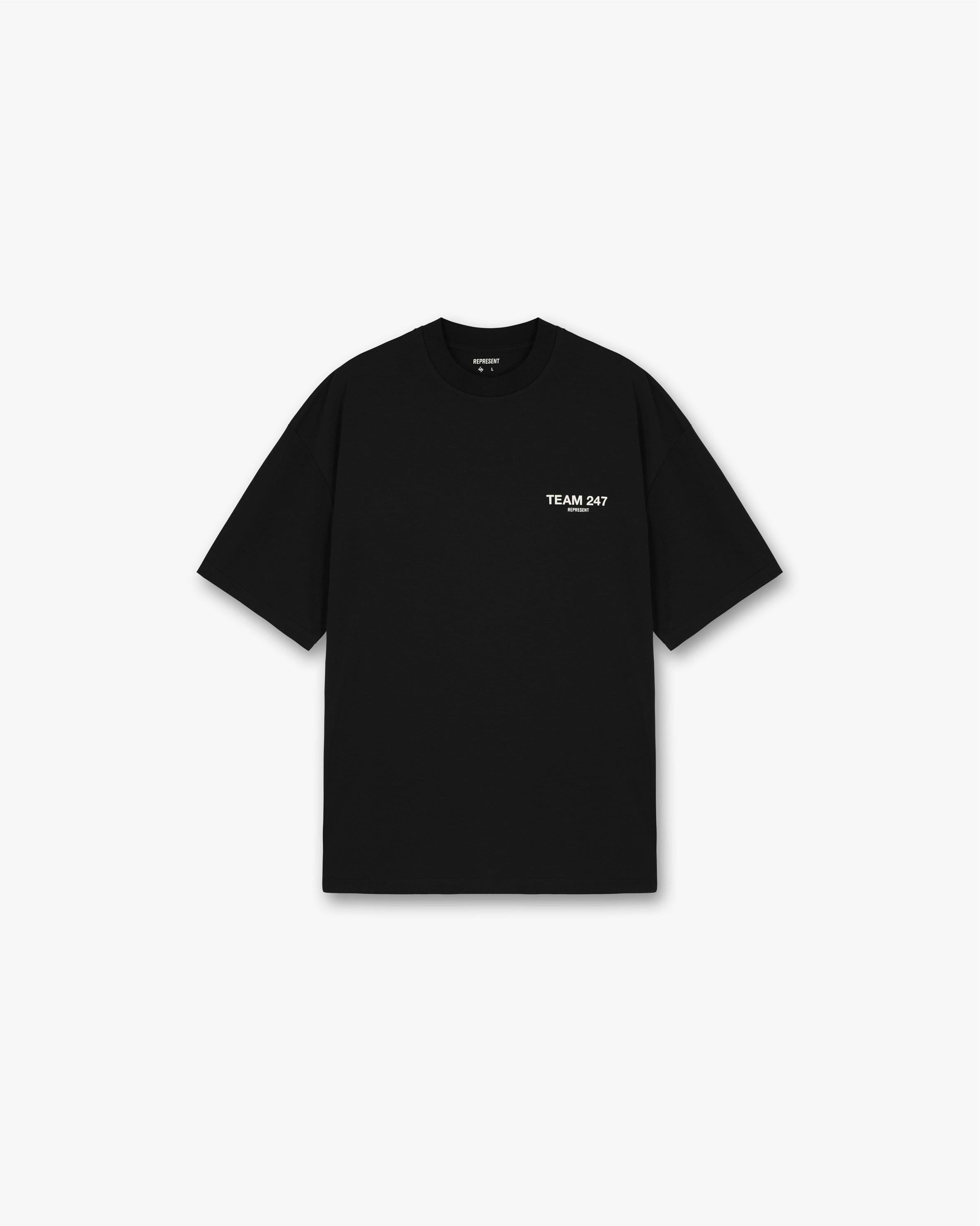 Represent Team 247 Oversized T-Shirt in Black, featuring Team 247 branding on the chest.