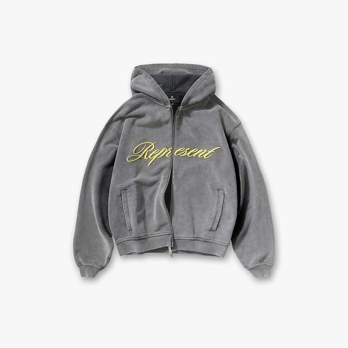 Script Logo Zip Hoodie - Vintage Grey