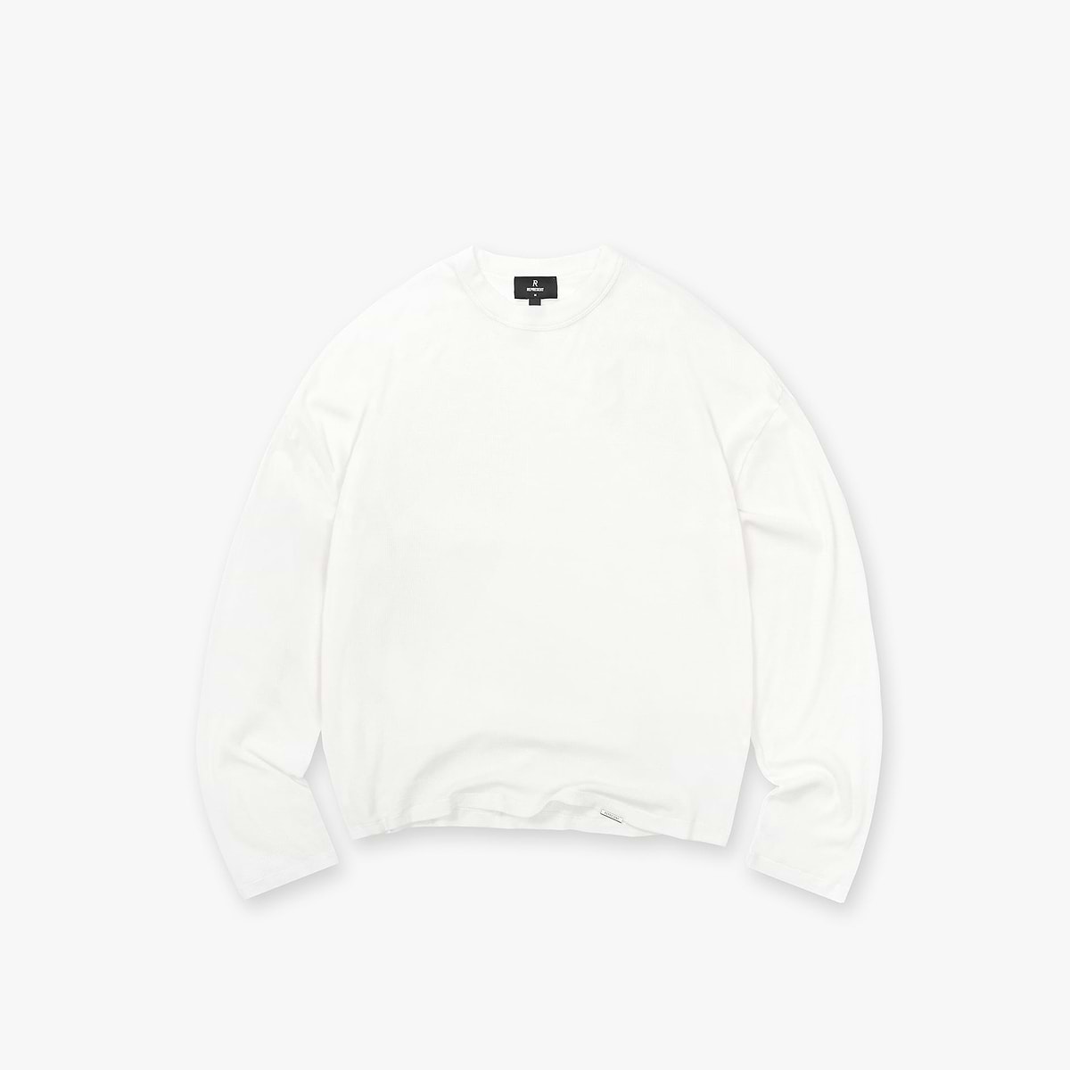 Initial Sheer Rib Long Sleeve T-Shirt - Flat White