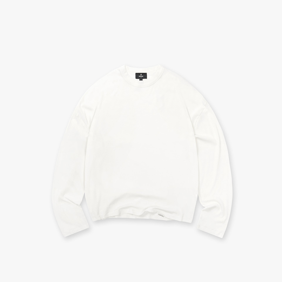 Initial Sheer Rib Long Sleeve T-Shirt - Flat White
