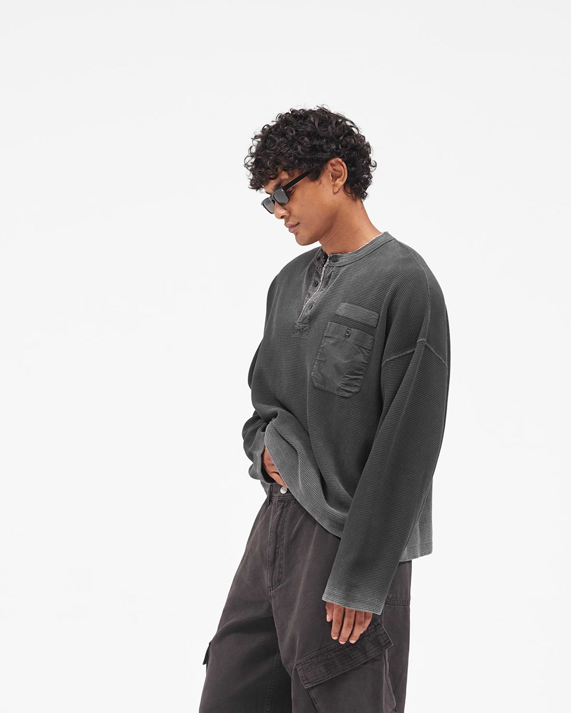 Heavyweight Henley Sweater - Vintage Black