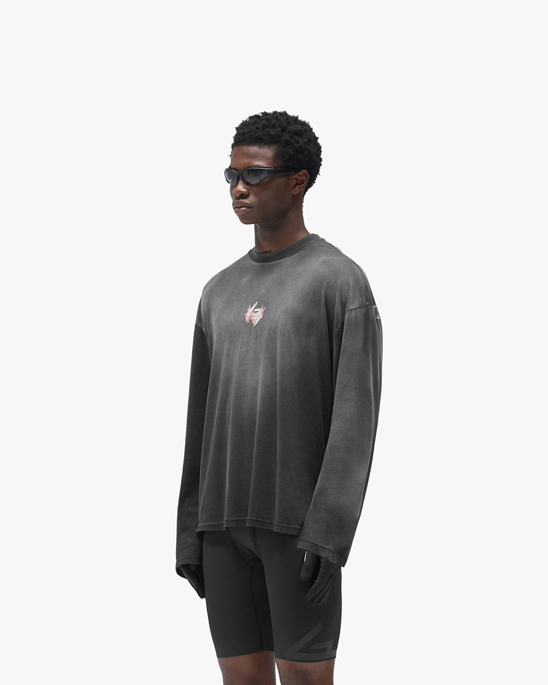 247 Ignite Long Sleeve T-Shirt - Stained Black Wash - Cropped Model - Side