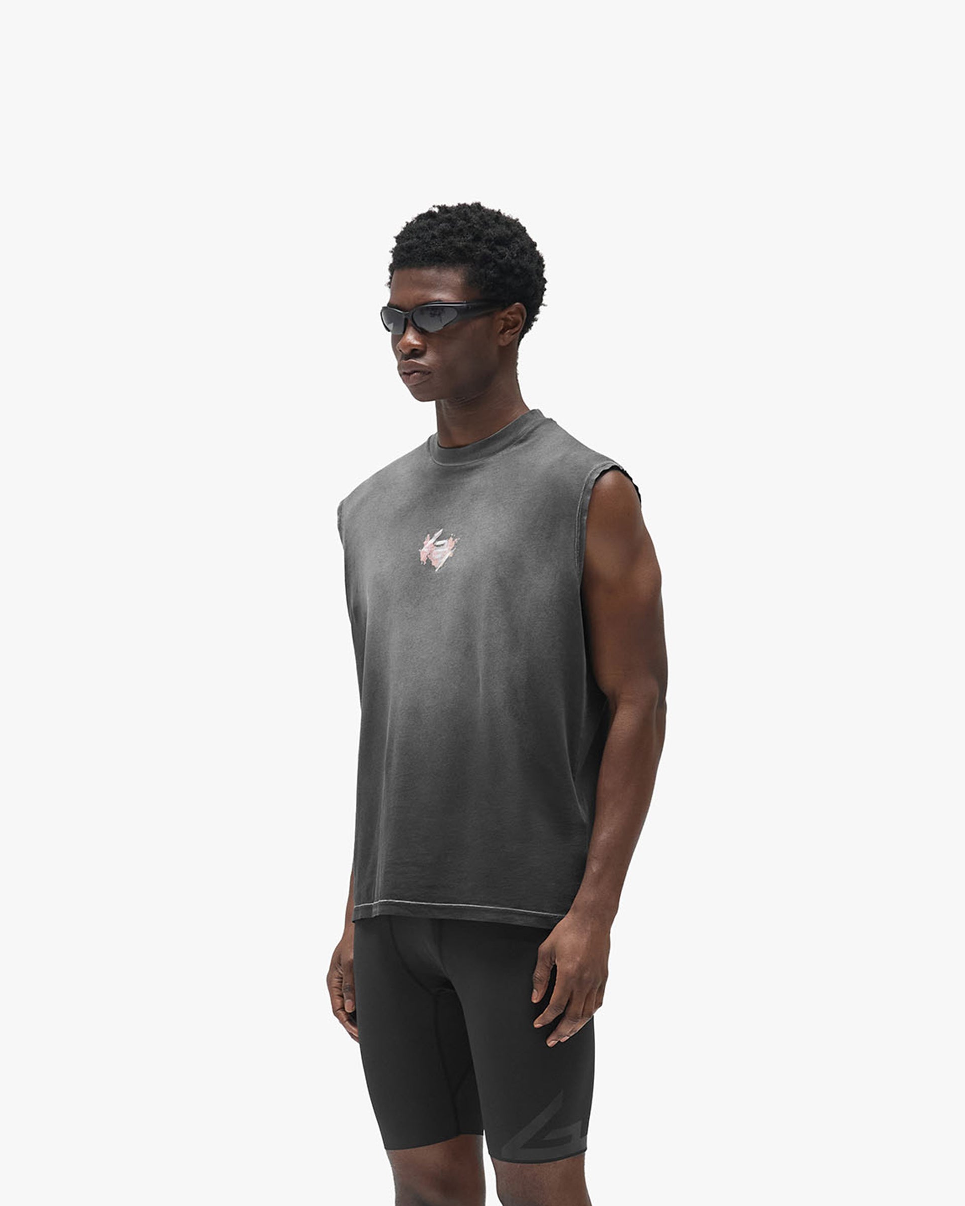 247 Ignite Oversized Tank - Vintage Black - Cropped Model - Front