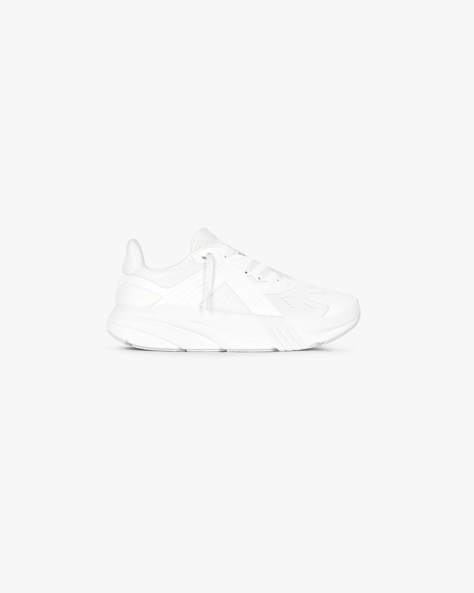Front product image of a mens white sneaker on a plain white background | 247 Arc-1 Runner in Flat White | Sleek design with clean lines | 247 Footwear | Represent Clo