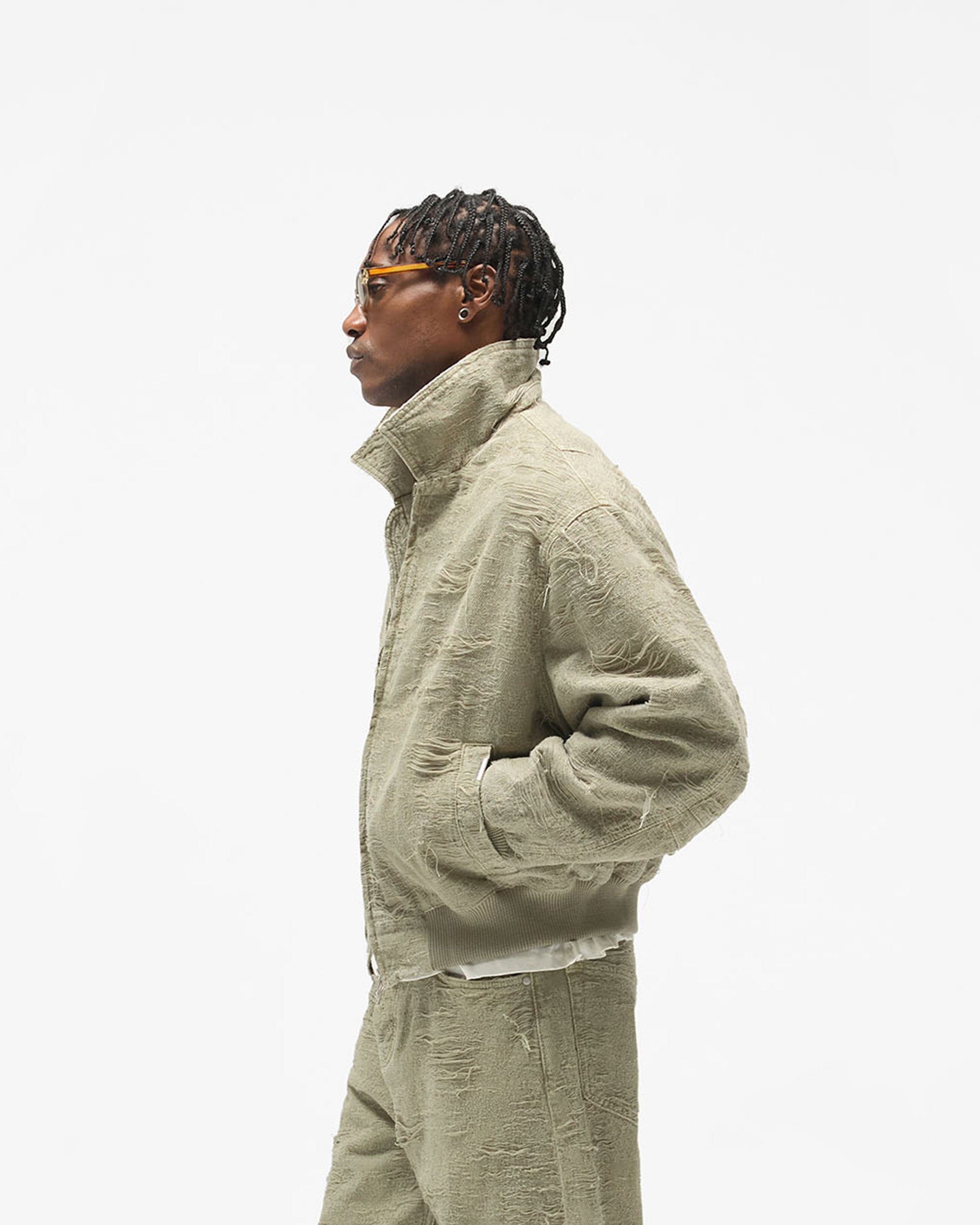 Anarchy Jacket - Stone - Cropped Model - Side