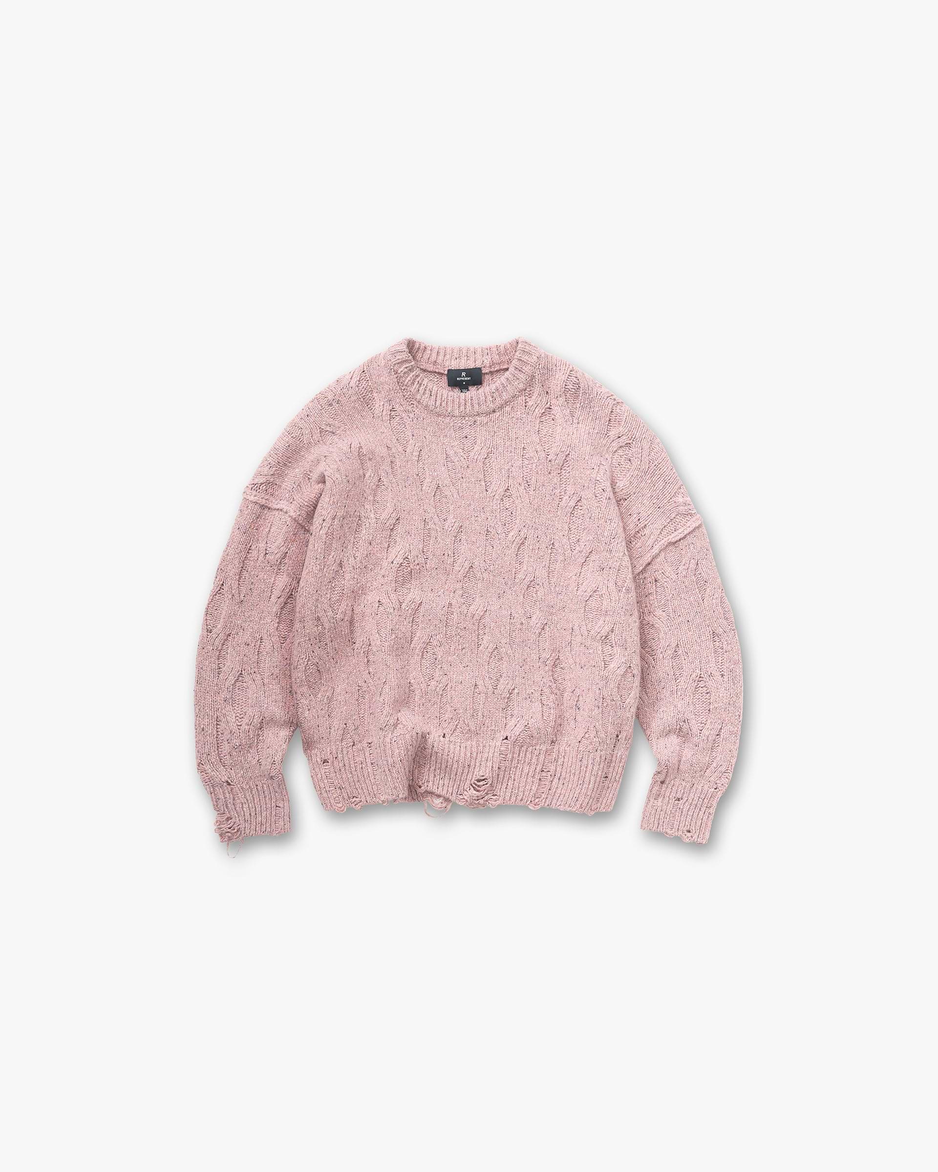 Distress Knit Sweater - Washed Pink