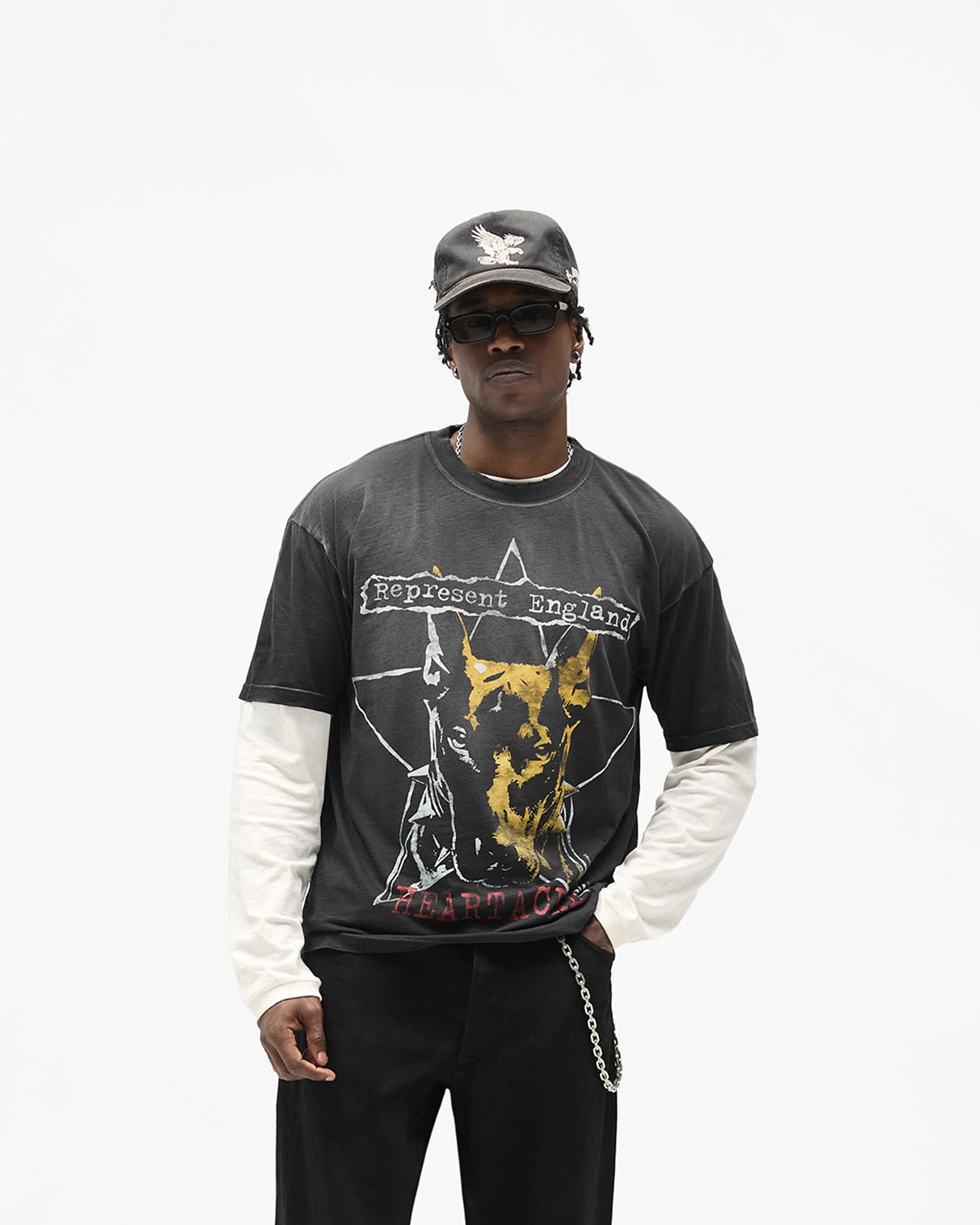 Riot T-Shirt - Washed Black - Cropped Model - Front