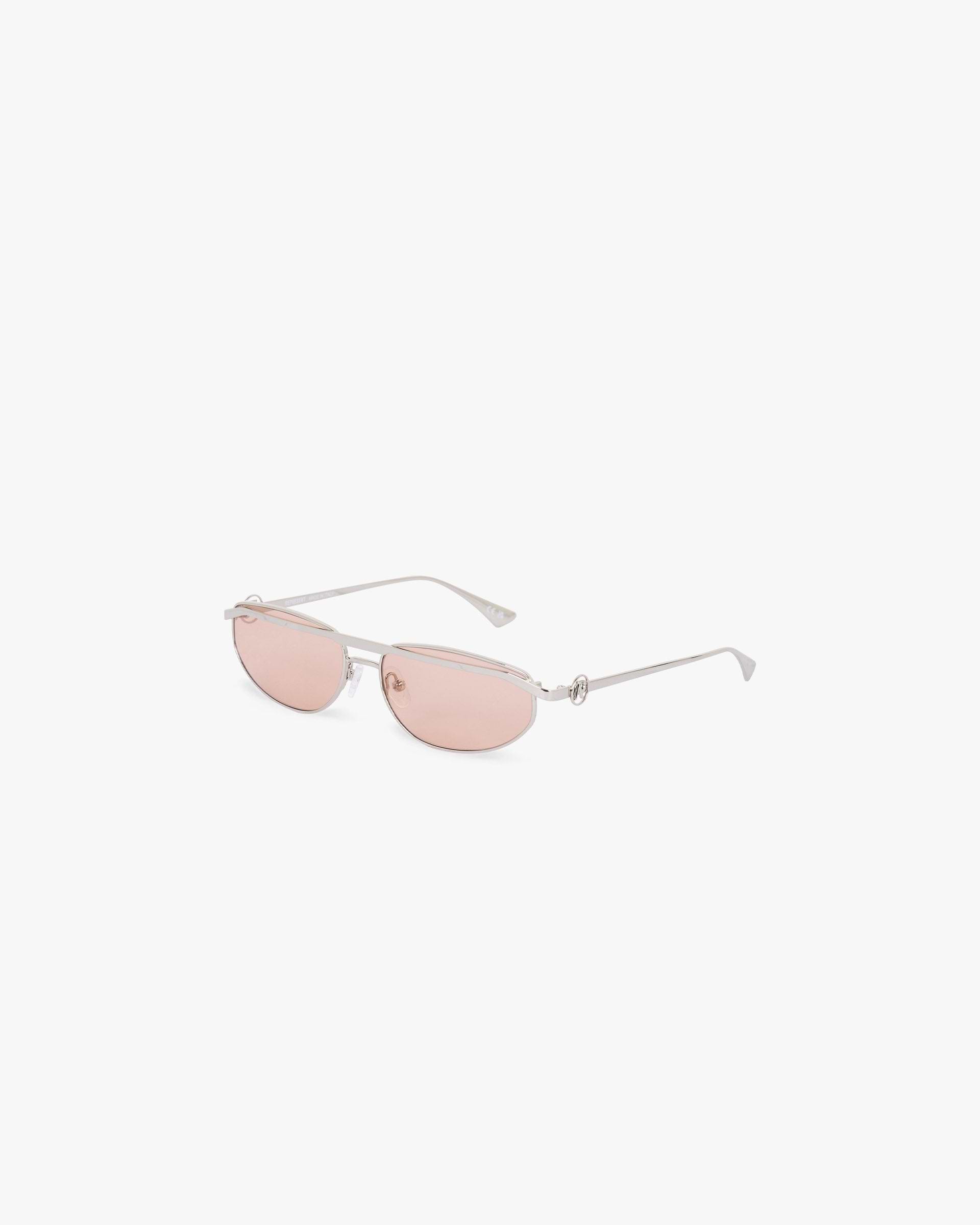 Back product image of mens silver and brown sunglasses on a plain white background | Slim Aviator Sunglasses in Silver Brown | Slim aviator sunglasses with silver metal frame and brown lenses | SS25 Accessories | Represent Clo
