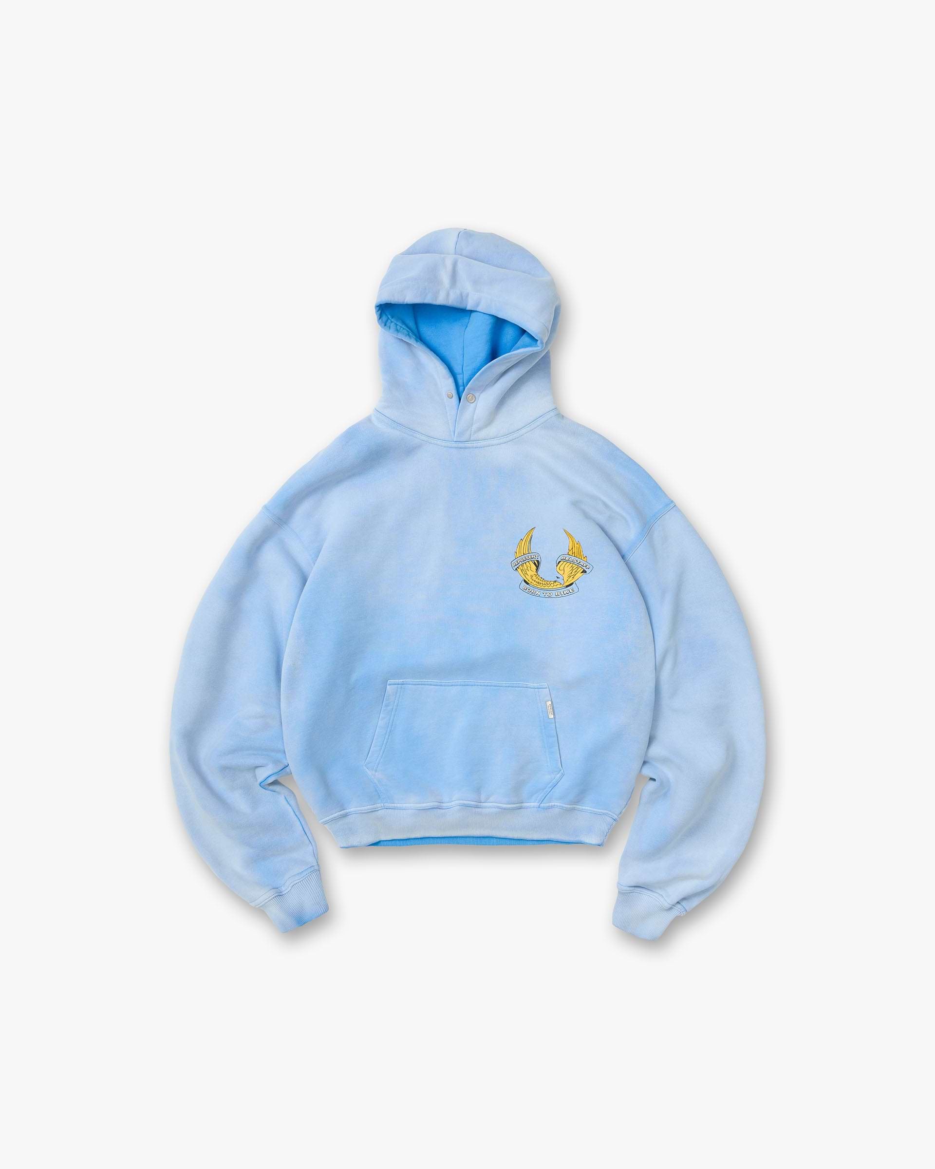 Represent X Belstaff Born To Bike Hoodie - Mid Blue