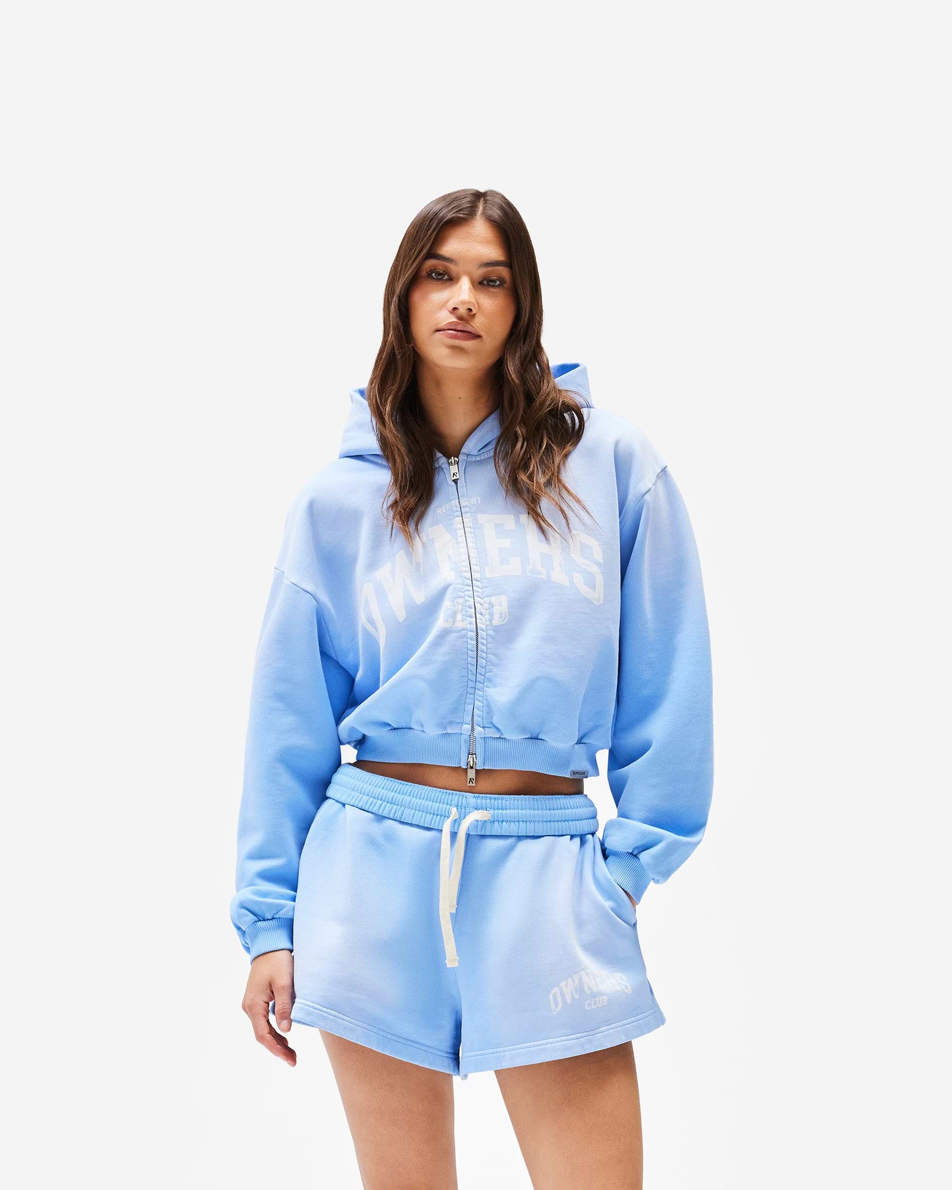 Represent Owners Club Zip Through Hoodie - Sky Blue