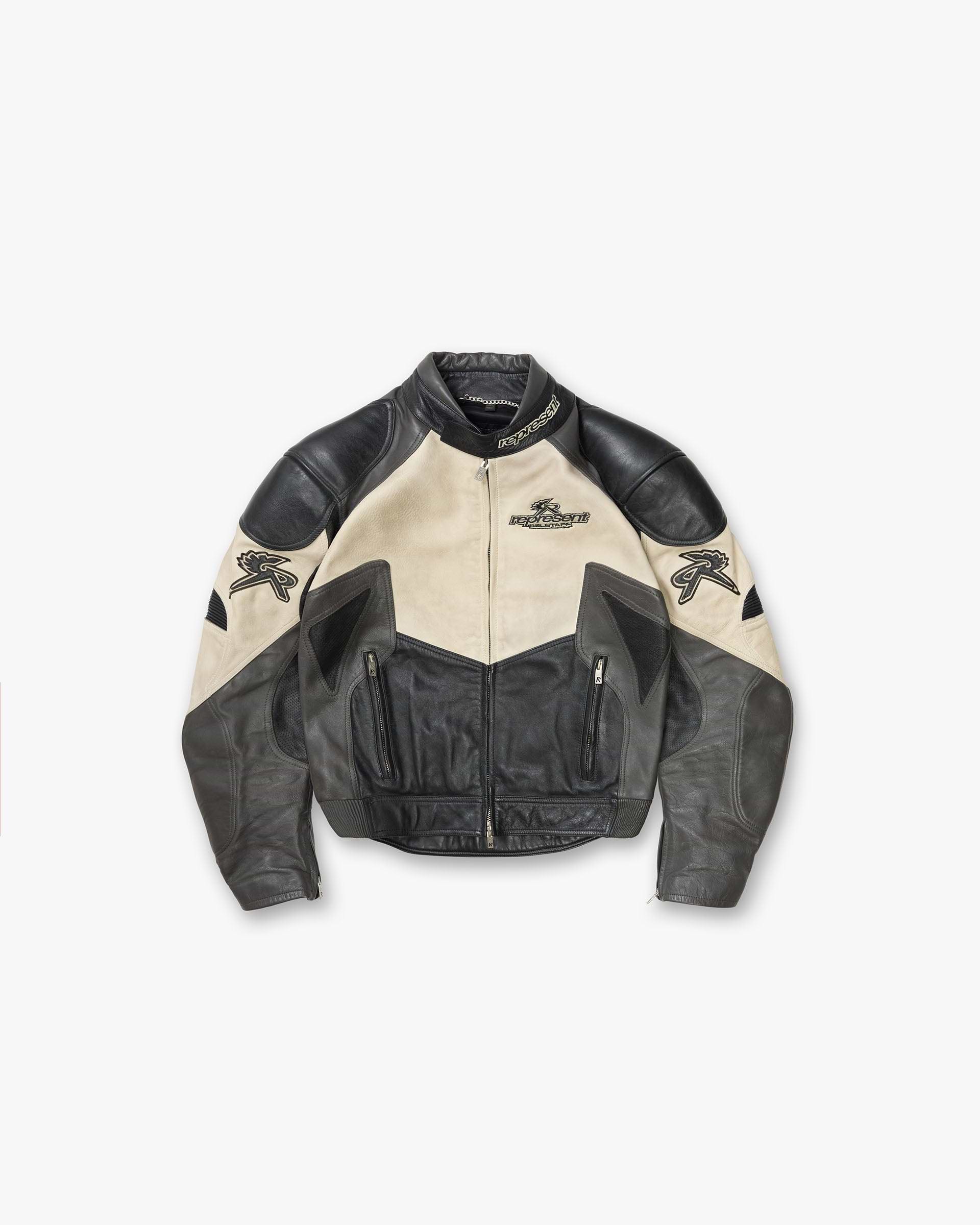 Represent X Belstaff Leather Race Jacket - Black
