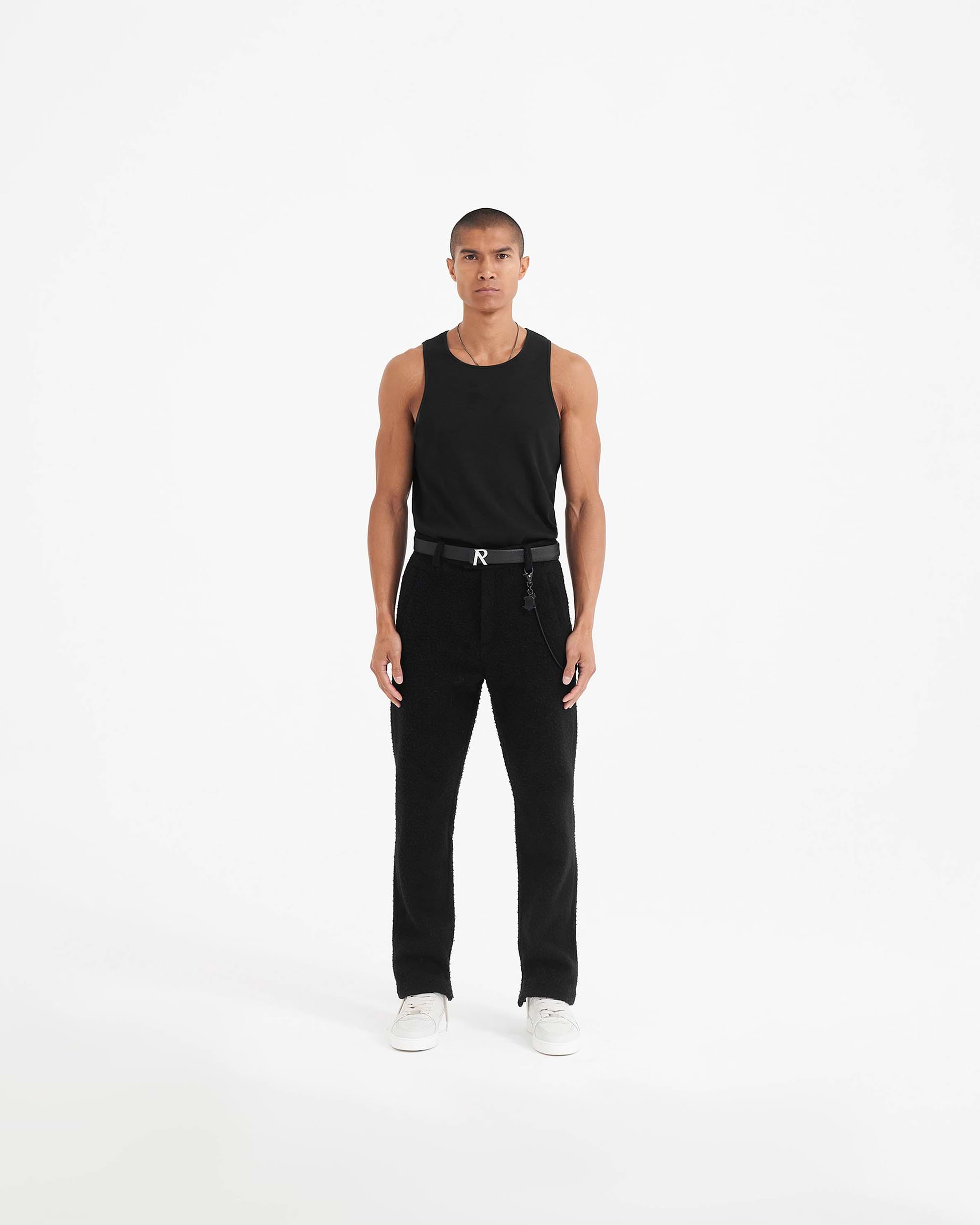 Textured Wool Tailored Pant | Black Pants FW22 | Represent Clo