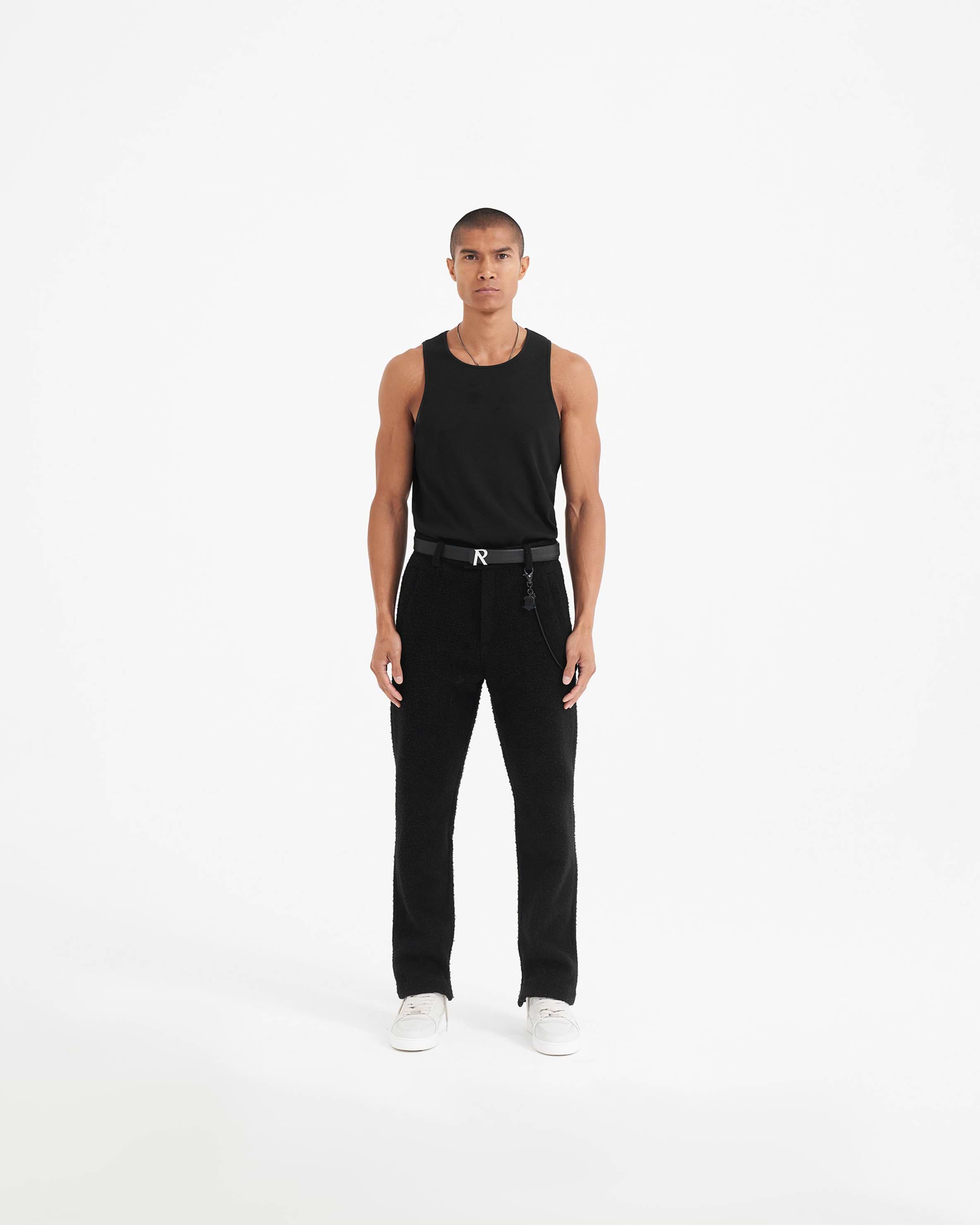 Textured Wool Tailored Pant | Black Pants FW22 | Represent Clo