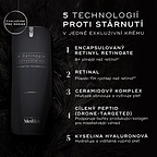 Lahvička krému Medik8 r-Retinoate Intense je zobrazena na tmavém, jemně rozostřeném pozadí. Text zvýrazňuje 5 anti-age technologií:
Zapouzdřený retinyl retinoát (Encapsulated Retinyl Retinoate)
Retinal
Ceramidový komplex (Ceramide Complex)
Dronově cílený peptid (Drone-Targeted Peptide)
Kyselina hyaluronová (Hyaluronic Acid)