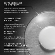 Detailní záběr textury séra Liquid Peptides Advanced MP s kapkami a textovými popisky zvýrazňujícími jeho složení:

Expression Line MiniProtein™
Growth Factor MiniProtein
13 anti-age peptidů
Micro-Filler kyselina hyaluronová