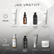 JAK VRSTVIT

Ranní (AM) rutina zahrnuje:
Čištění (Medik8 Surface Radiance Cleanse), Vitamin C (Medik8 C-Tetra Luxe), Target (Medik8 Liquid Peptides Advanced MP) a Ochranu před sluncem (Medik8 Advanced Day Total Protect).

Večerní (PM) rutina zahrnuje:
Čištění (Medik8 Lipid-Balance Cleansing Oil), Target (Medik8 Liquid Peptides Advanced MP), Vitamin A (Medik8 Crystal Retinal) a Hydrataci (Medik8 Advanced Night Restore).