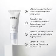 Eine Tube Eyelift Peptides wird präsentiert. Sie hebt die Augenpartie sichtbar an und glättet feine Linien, reduziert das Erscheinungsbild von dunklen Ringen und Schwellungen, spendet Feuchtigkeit und beruhigt die empfindliche Augenpartie und schafft die ideale glättende Basis für Make-up.