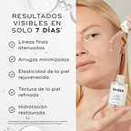 Una mujer está aplicando el sérum Liquid Peptides en el rostro con un cuentagotas. A la izquierda, el texto indica “RESULTADOS VISIBLES EN SOLO 7 DÍAS*” y enumera los beneficios:

Arrugas suavizadas
Piel con aspecto juvenil
Mejora de la firmeza de la piel
Mayor volumen y densidad en la piel
Hidratación restaurada

Una nota al pie indica que las afirmaciones han sido comprobadas mediante un estudio independiente de consumidores.