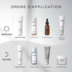 Un guide How to Layer présentant Medik8 Surface Radiance Cleanse comme première étape pour les routines matin et soir. La routine du matin continue avec Press & Glow (Tonique), C-Tetra Luxe (Vitamine C) et Advanced Day Ultimate Protect (Écran solaire). La routine du soir continue avec Press & Clear (Tonique), Crystal Retinal (Vitamine A) et Advanced Night Restore (Hydratation)