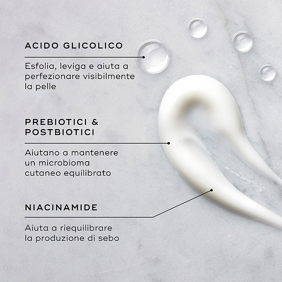 Ingredienti di Balance Moisturiser™ & Glycolic Acid Activator™, testo su sfondo grigio.-hover-7