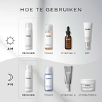 Een infographic getiteld 'How To Layer' met een overzicht van de ochtend- en avondroutine. Medik8 Micellar Mousse wordt gepresenteerd als de essentiële eerste stap (Cleanse) voor zowel AM als PM.