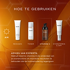 Medik8 skincare-layeringgids voor de ochtendroutine, met een cleanser, toner, C-Tetra Advanced serum voor het verhelderen van de huid, en een SPF-moisturiser voor optimale huidbescherming en hydratatie.