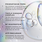 Visual die de belangrijkste componenten van Medik8 Exo-PDRN Prismatic+ benadrukt, waaronder prismatic PDRN, een drievoudig exosomencomplex, groeifactor MiniProtein en ATP-precursor.