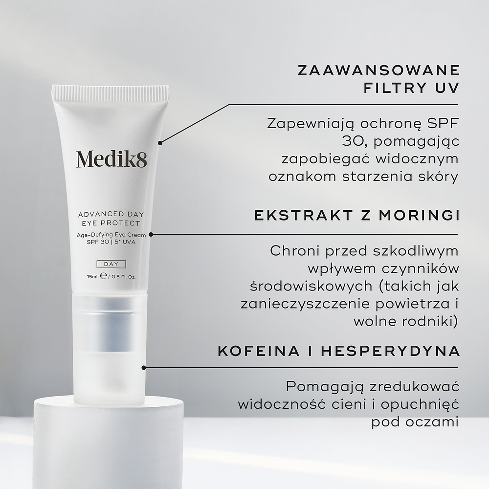 Tubka preparatu Medik8 Advanced Day Eye Protect o współczynniku SPF 30.
