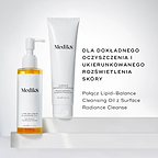 Butelka olejku oczyszczającego Lipid-Balance stoi obok tubki preparatu Surface Radiance Cleanse. W opisie zaleca się stosowanie tych dwóch produktów razem w celu dokładnego oczyszczenia skóry, a następnie uzyskania ukierunkowanego efektu rozjaśniającego.