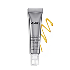 Bisnaga do creme Medik8 Crystal Retinal Ceramide Eye 10 ao lado de uma amostra em ziguezague de creme amarelo, sobre um fundo branco.