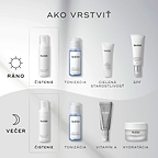 Príručka „Ako vrstviť produkty“, v ktorej je čistiaca pena Medik8 Clarifying Foam uvedená ako prvý krok v rámci ranného aj večerného režimu starostlivosti o pleť. Ranný režim pokračuje produktmi Press & Clear (tonizácia), Clarity Peptides (cieľové pôsobenie) a Advanced Day Ultimate Protect (ochrana proti slnku). Večerný režim pokračuje produktmi Press & Clear (tonizácia), Crystal Retinal (vitamín A) a Advanced Night Restore (hydratácia).