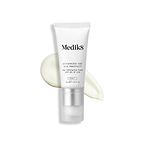 A tube of Medik8 Advanced Day Eye Protect with an SPF 30 rating, and a swatch behind it. 