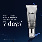 A Crystal Retinal 3 tube displayed against a dark blue background with a faint ribbon. Text highlights it is "Proven to visibly brighten & smooth skin texture in just 7 days."