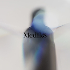 A promotional video for Medik8 Exo-PDRN Prismatic+ Face Serum in a white pump bottle against a light holographic background. A woman applies the clear serum to her cheek. Text highlights claims: "Boost skin's natural rejuvenation by over 50%," "Vegan Prismatic PDRN," and "Up to 151 billion exosomes per bottle" alongside 3D animations of DNA strands and cells. A checklist notes benefits including Volume and Luminosity. It ends with the woman holding the bottle near the Medik8 and B Corp logos.