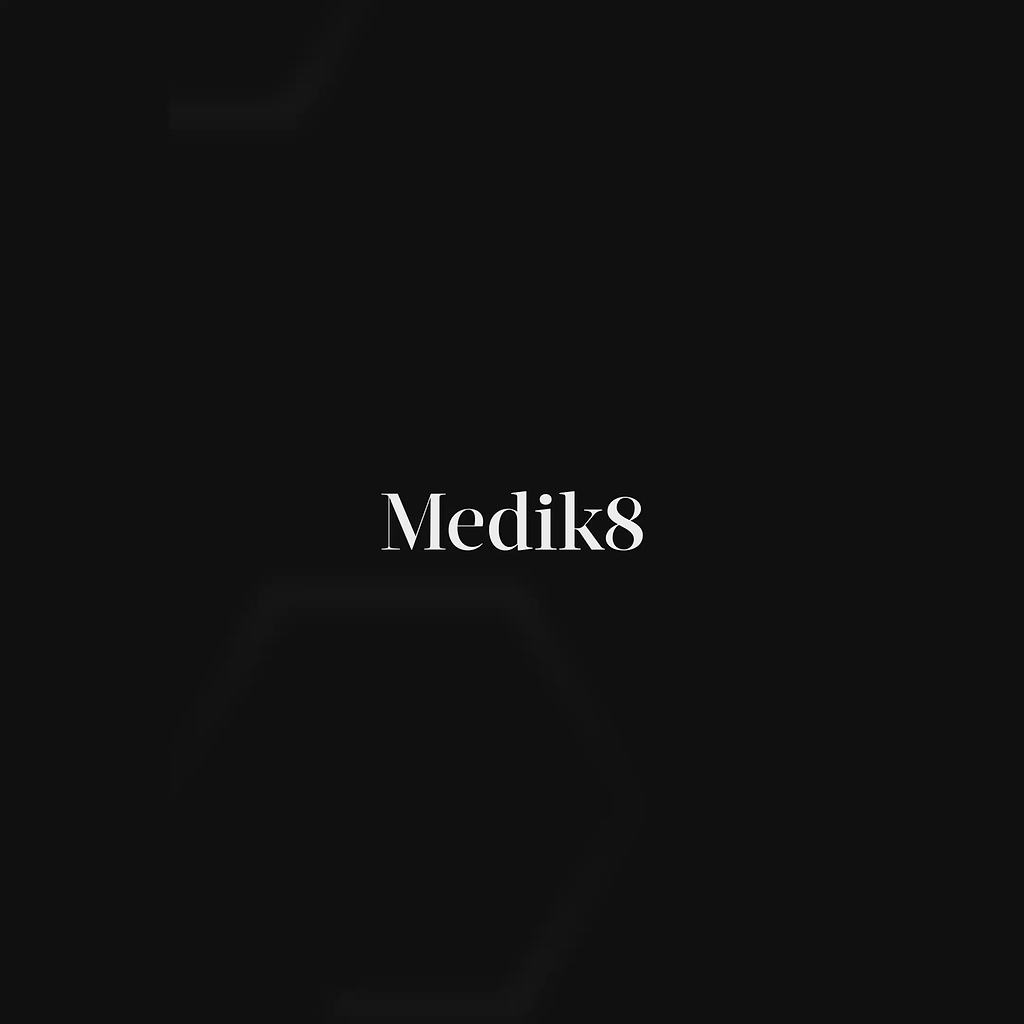 A jar of Medik8 Advanced Pro-Collagen+ Peptide Cream is featured against a sleek black background with a stylized DNA helix graphic. The video shows the cream being applied to a participant’s face, with text stating it helps to increase collagen production by 45%. A before-and-after side-by-side comparison demonstrates visibly smoother wrinkles after 7 days. High-tech graphics highlight key ingredients: Growth Factor MiniProtein™ and NAD+ Longevity Booster. 